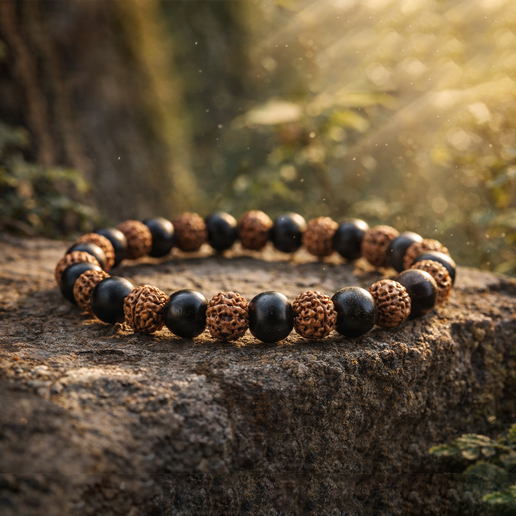 Karungali With Rudraksha Bracelet